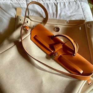 Hermès Herbag 2-piece tan canvas/leather tote